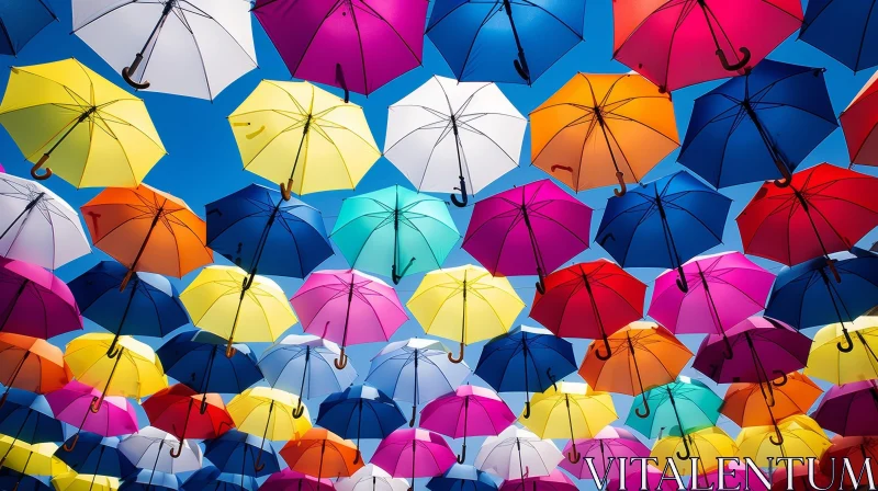 AI ART Colorful Umbrellas in the Sky