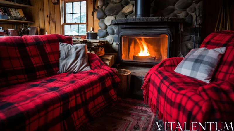 AI ART Cozy Living Room with Fireplace: Warm Home Decor