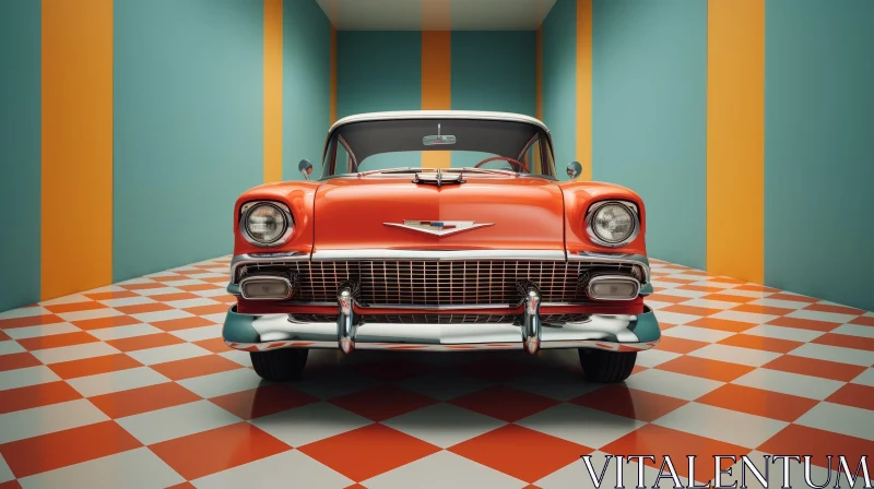 Classic 1950s Chevrolet Bel Air 3D Rendering in Showroom AI Image
