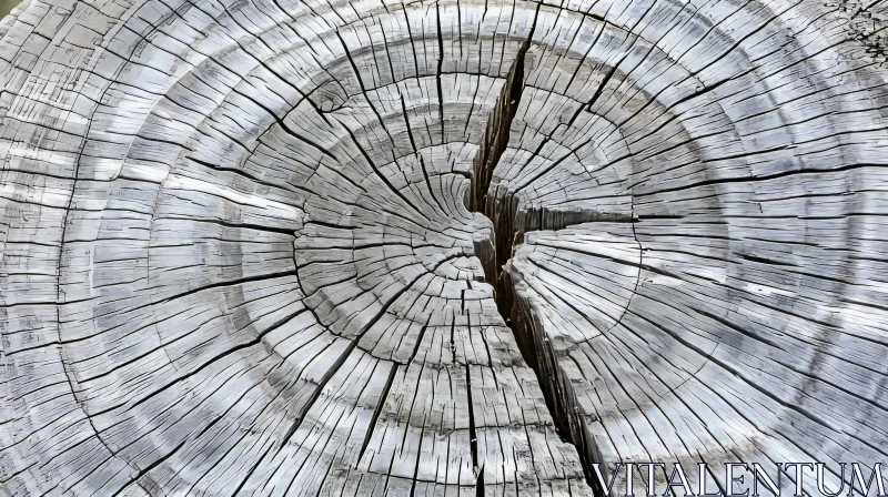 Close-up of Light Gray Cut Tree Trunk with Visible Rings AI Image