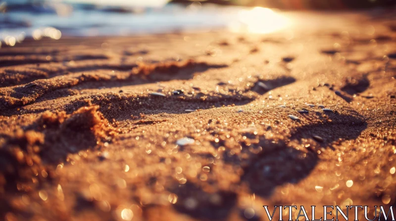 Close-Up View of Wet Sand on a Beach | Serene Nature Photography AI Image
