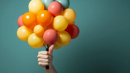 Colorful Balloons Held by Hand - Joyful Gesture Photography