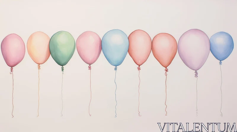 AI ART Colorful Balloons Watercolor Painting