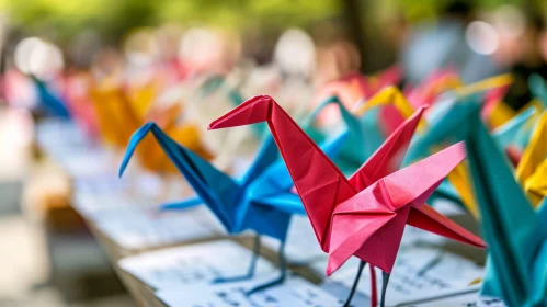 Colorful Origami Cranes - Traditional Japanese Art