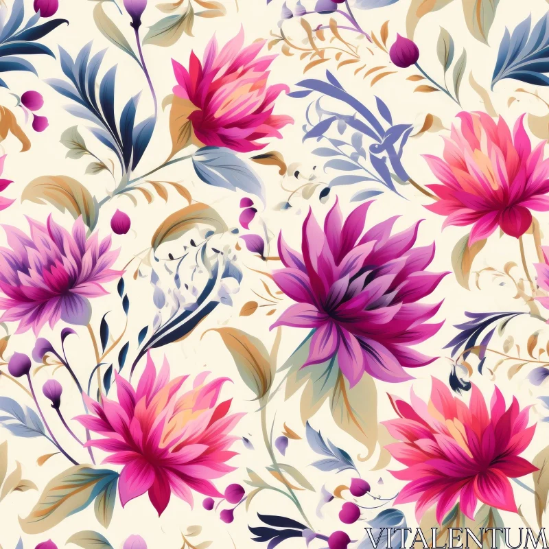 Delicate Floral Pattern on Beige Background AI Image