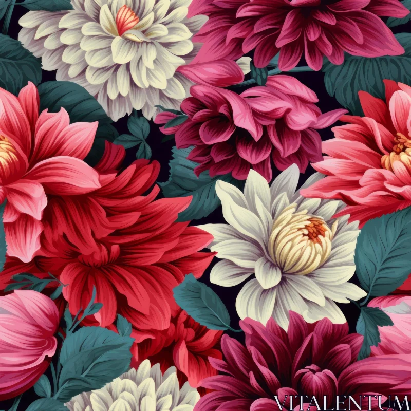 AI ART Elegant Dahlia Floral Pattern for Home Decor