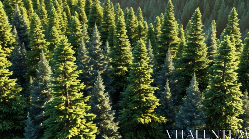 Enchanting Top View of a Coniferous Forest AI Image