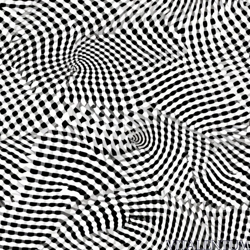 AI ART Halftone Black and White Optical Illusion Pattern