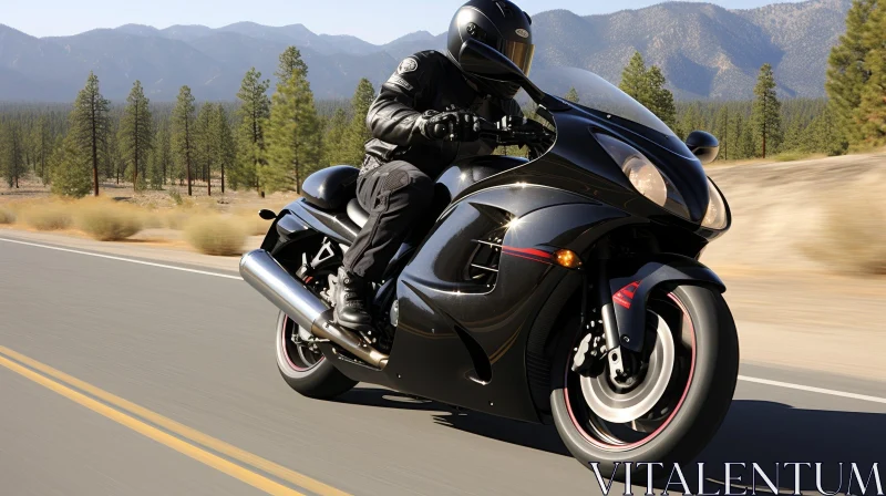 Man Riding Black Kawasaki Ninja Motorcycle on Scenic Road