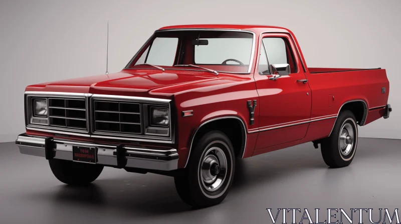 Vintage Red Pickup Truck: Hyper-Realistic Rendering AI Image