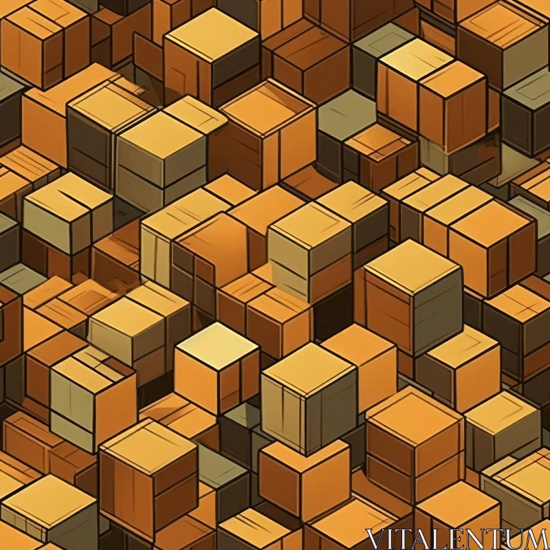 AI ART Brown and Gray Cubes Seamless Pattern - Intricate Geometric Design