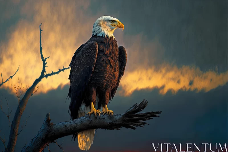 Captivating Bald Eagle Portrait Against a Stunning Sunset AI Image