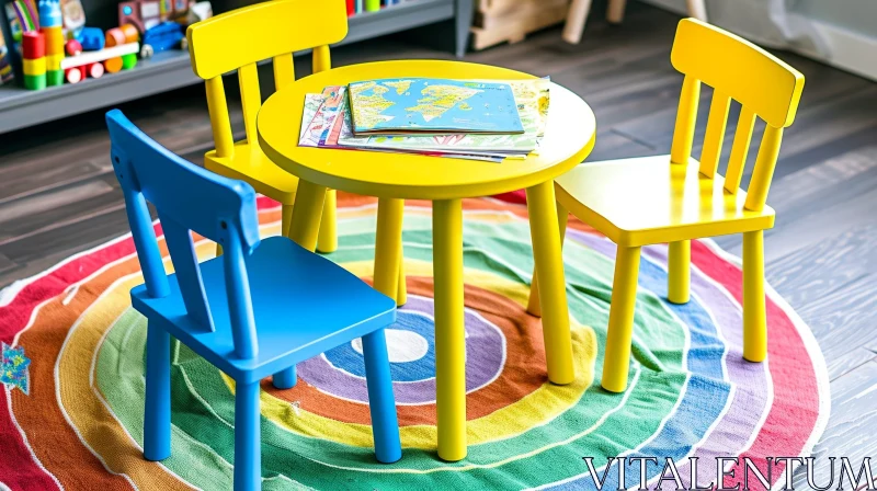 AI ART Colorful Children's Playroom with World Map and Toys