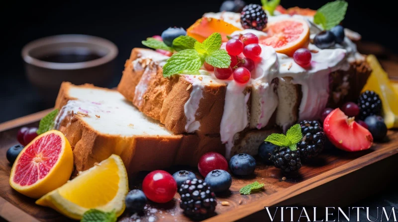 Delicious Cake with Berries and Citrus Fruits AI Image