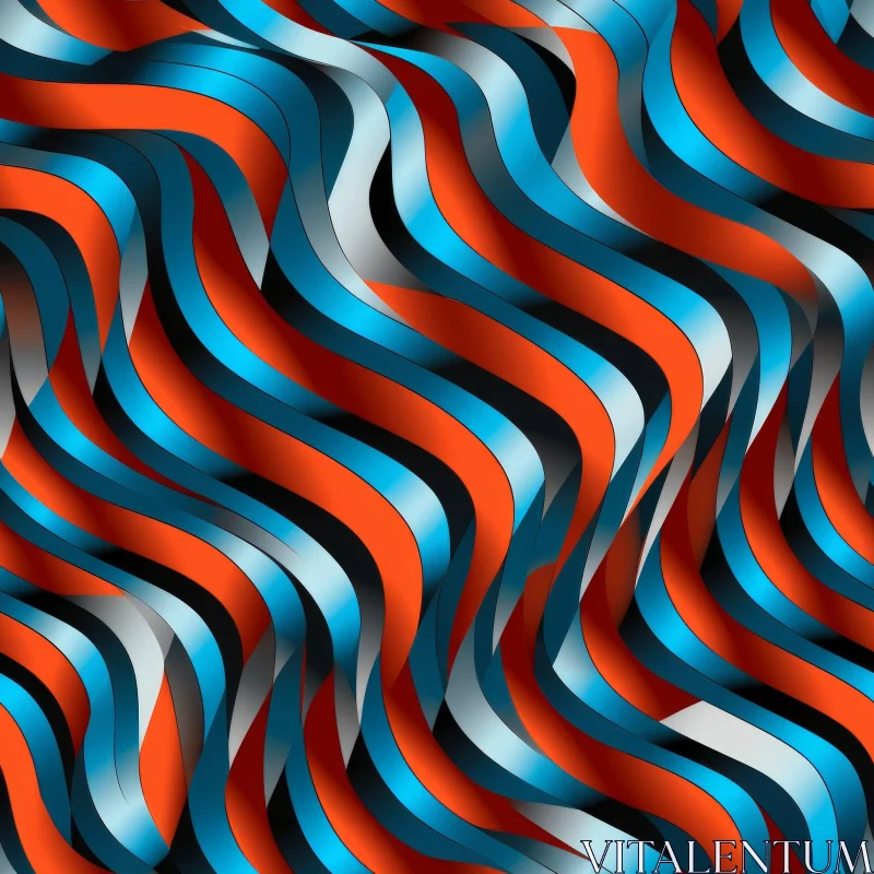 Dynamic Blue and Orange Waves Pattern for Websites and Fabrics AI Image