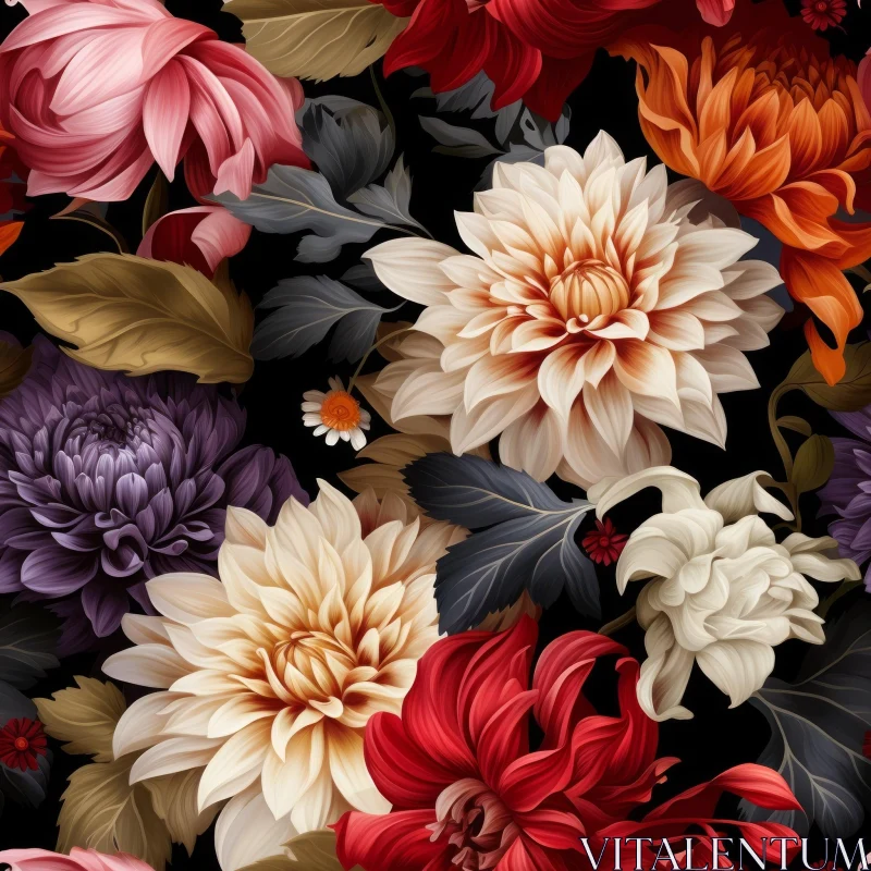 Exquisite Floral Pattern - Dark Background AI Image