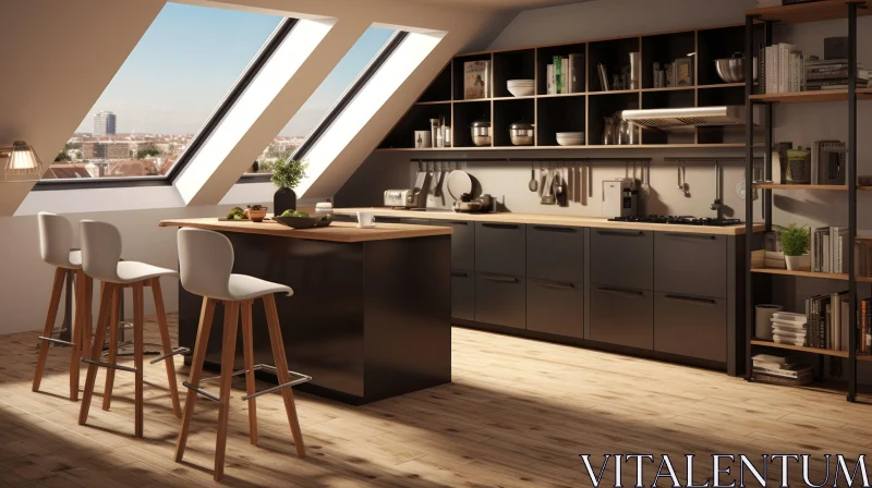 Modern Kitchen Interior Design AI Image