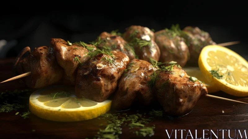 Mouthwatering Lamb Skewers with Fresh Dill AI Image