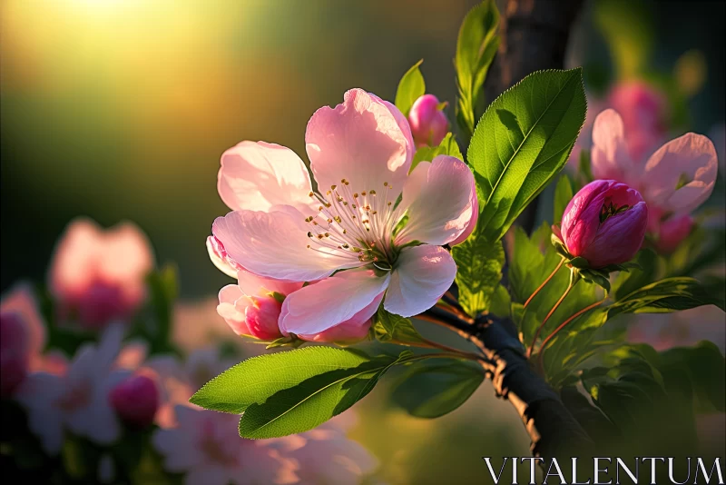 Pink Petals on Branch: Capturing Nature's Beauty AI Image