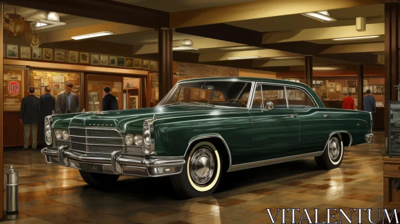 Vintage Car Dealership with 1964 Cadillac Fleetwood AI Image