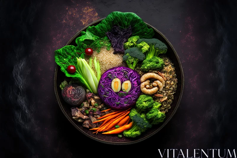 AI ART Captivating Bowl of Vegetables: Ultraviolet Photography