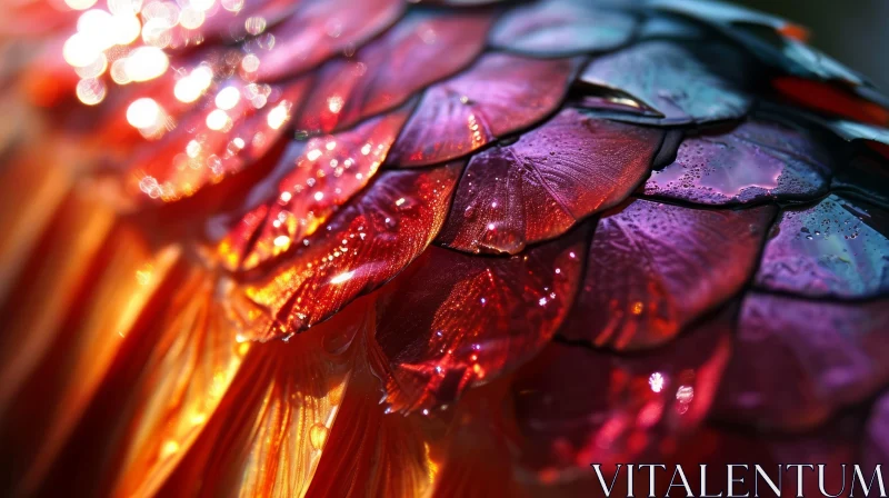 Close-up of a Peacock Feather: Iridescent Colors and Natural Beauty AI Image