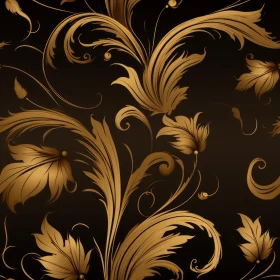 Dark Brown and Gold Floral Seamless Pattern