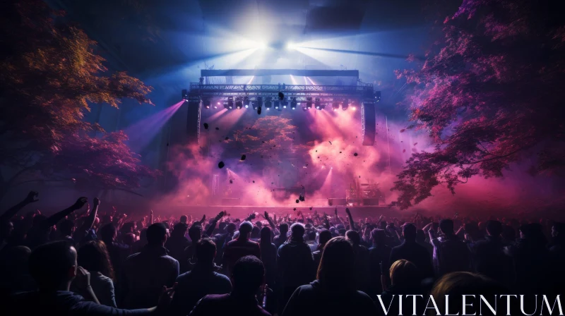 Outdoor Forest Concert - A Dreamlike Atmospheric Experience AI Image