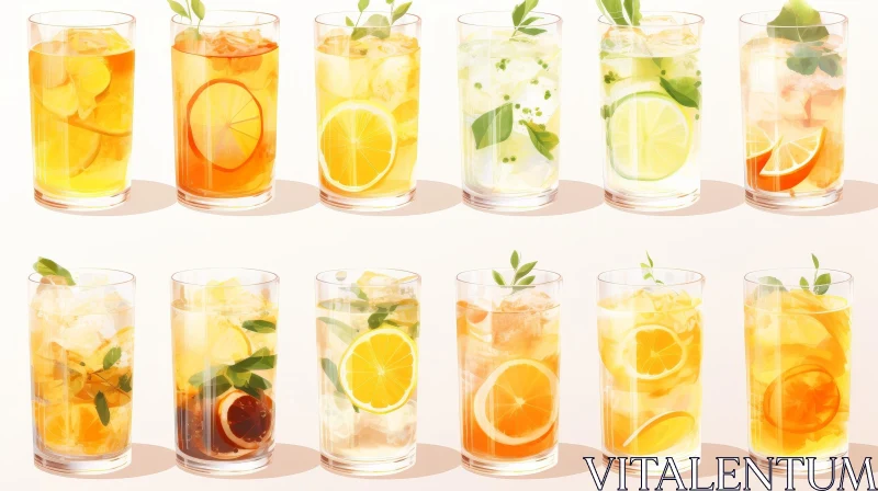 Refreshing Iced Tea Flavors in Glasses AI Image