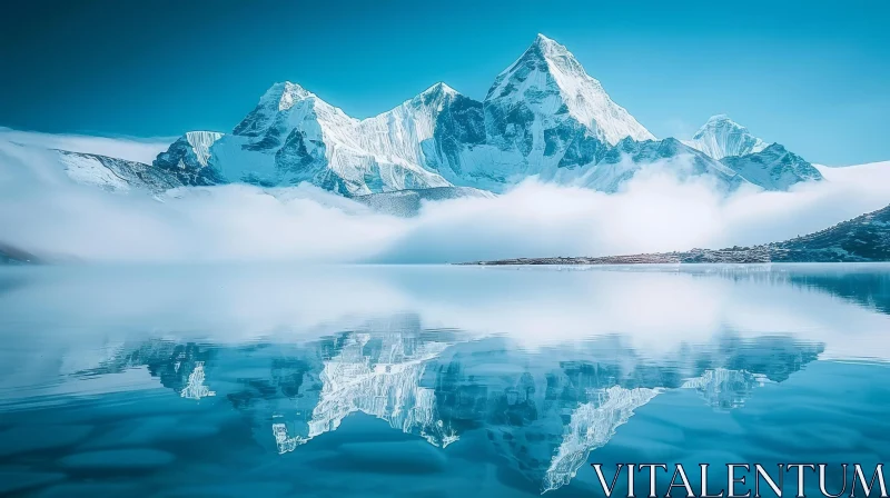 AI ART Serene Mountain Landscape with Clear Lake