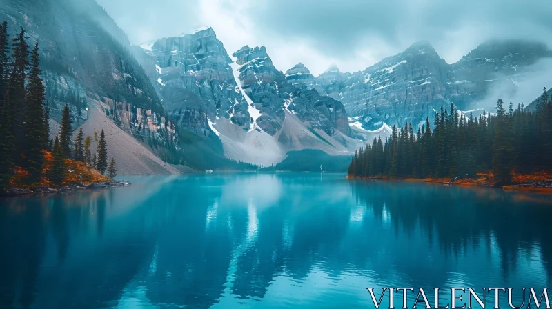 Tranquil Moraine Lake Landscape in Banff National Park AI Image