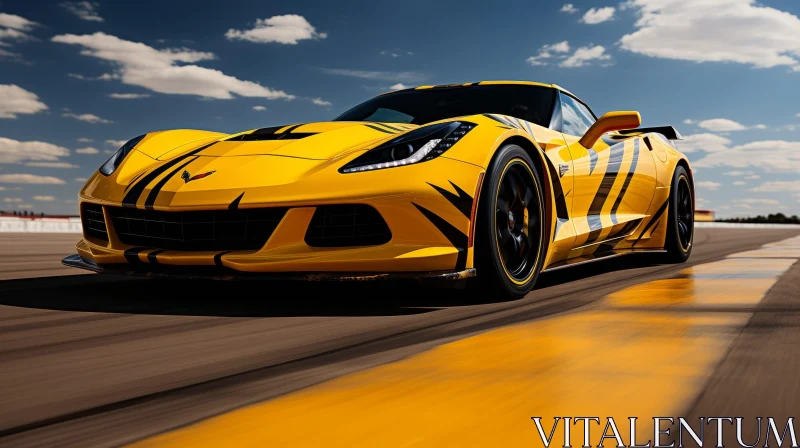 AI ART Yellow Chevrolet Corvette Stingray Racing on Track