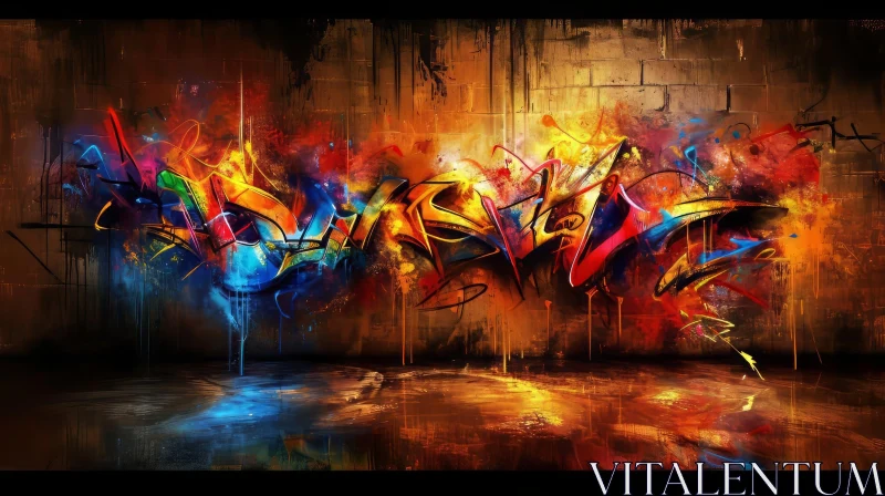 Abstract Graffiti Art: A Vibrant Display of Colors and Movement AI Image