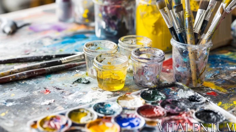 AI ART An Artist's Table: A Colorful Chaos
