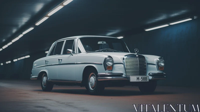Classic Mercedes-Benz W108 280SE Sedan in Light Blue AI Image