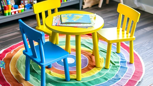 Colorful Children's Playroom with World Map and Toys