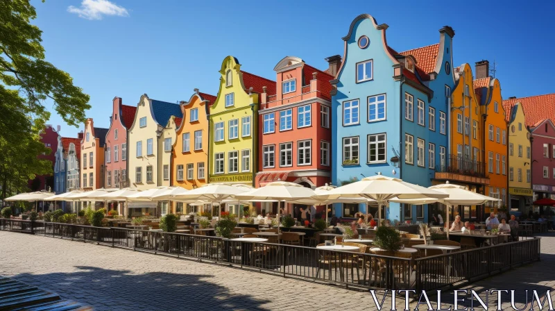 Colorful European City Street Scene AI Image