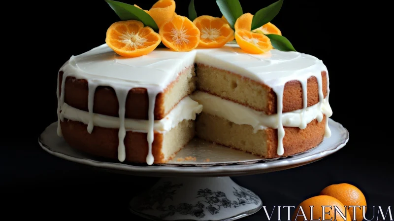 AI ART Delicious Cake with White Frosting and Orange Slices