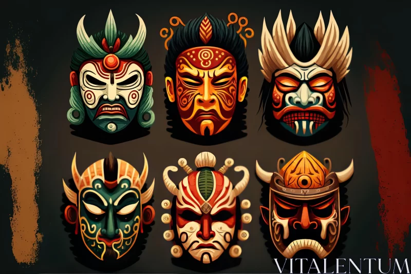 Captivating Chinese Masks: A Fusion of Endurance Art and Mesoamerican Influences AI Image
