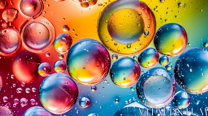 Colorful Oil Bubbles Floating on Water - Abstract Photography AI Image