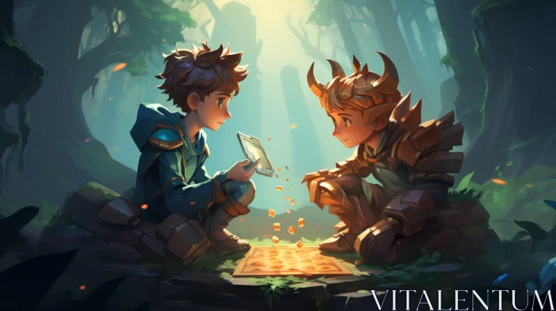 AI ART Enchanting Forest Board Game Scene