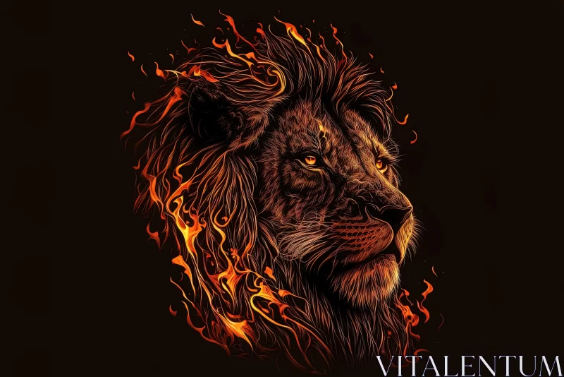 Fiery Lion Artwork: A Captivating Illustration AI Image