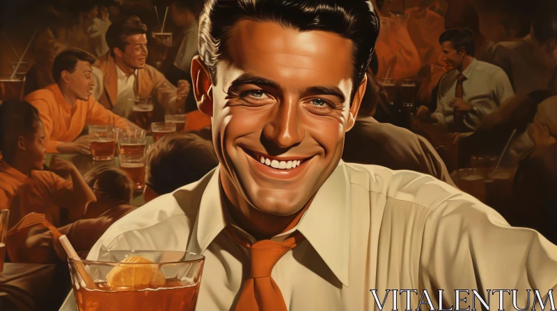 Handsome Man with Whiskey in Bar Setting AI Image