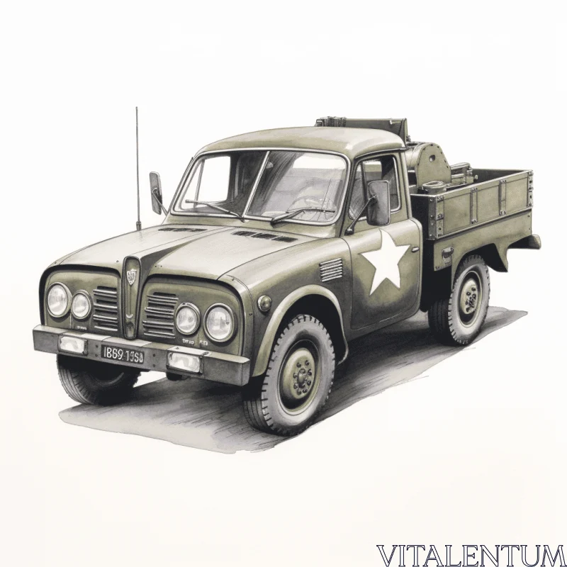 Intricate Watercolor Illustration of a Small Truck AI Image