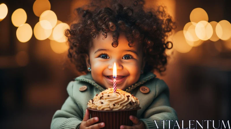 Joyful Baby Girl First Birthday Celebration AI Image