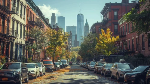 Urban Landscape of New York City in Autumn