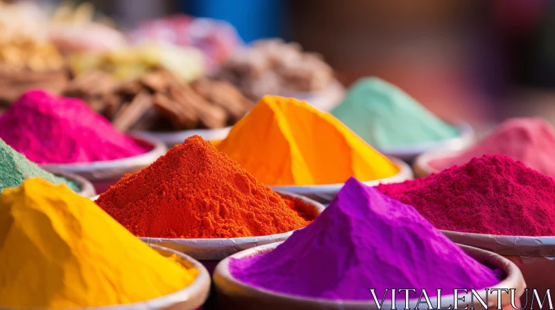 Variety of Spices in Market - Close-up Shot AI Image
