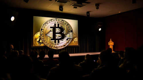 Bitcoin Symbol on Movie Theater Screen
