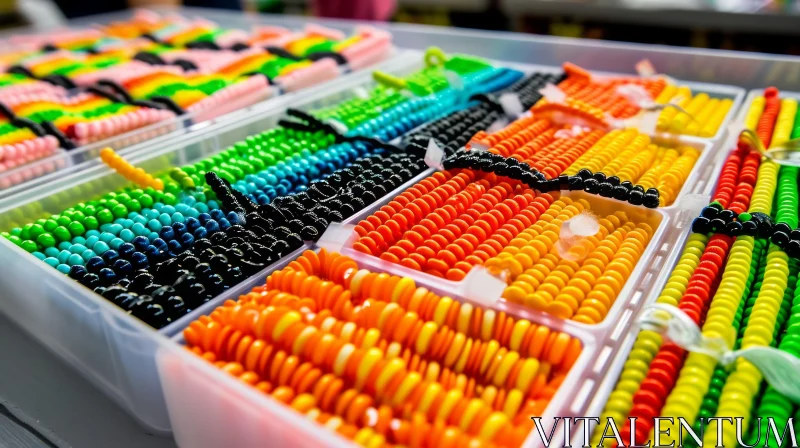 Colorful Beads in a Close-up Plastic Container AI Image