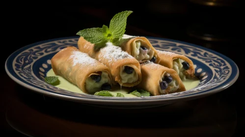 Delicious Italian Cannoli with Blueberries and Ricotta Cheese